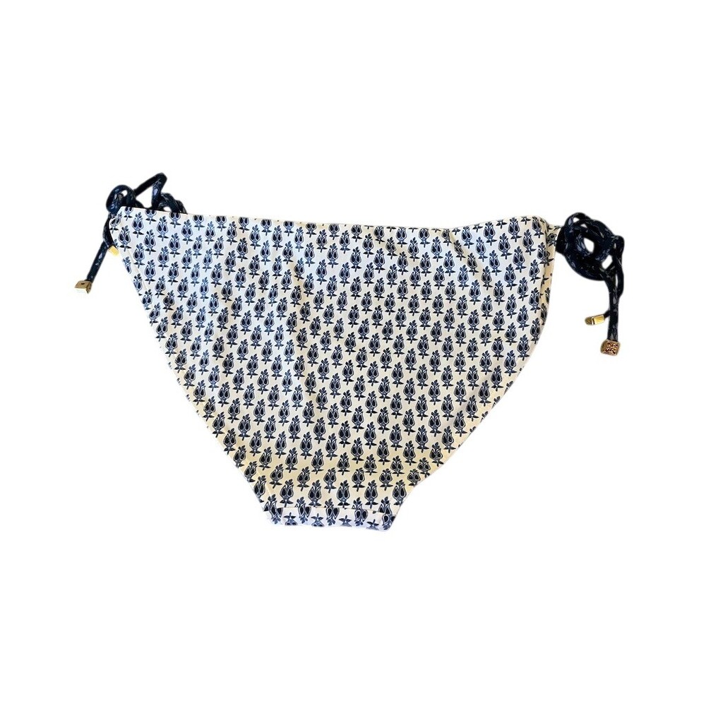 Tory Burch Bikini Bottom Womens Size L Navy White Floral Reversible - Picture 2 of 6